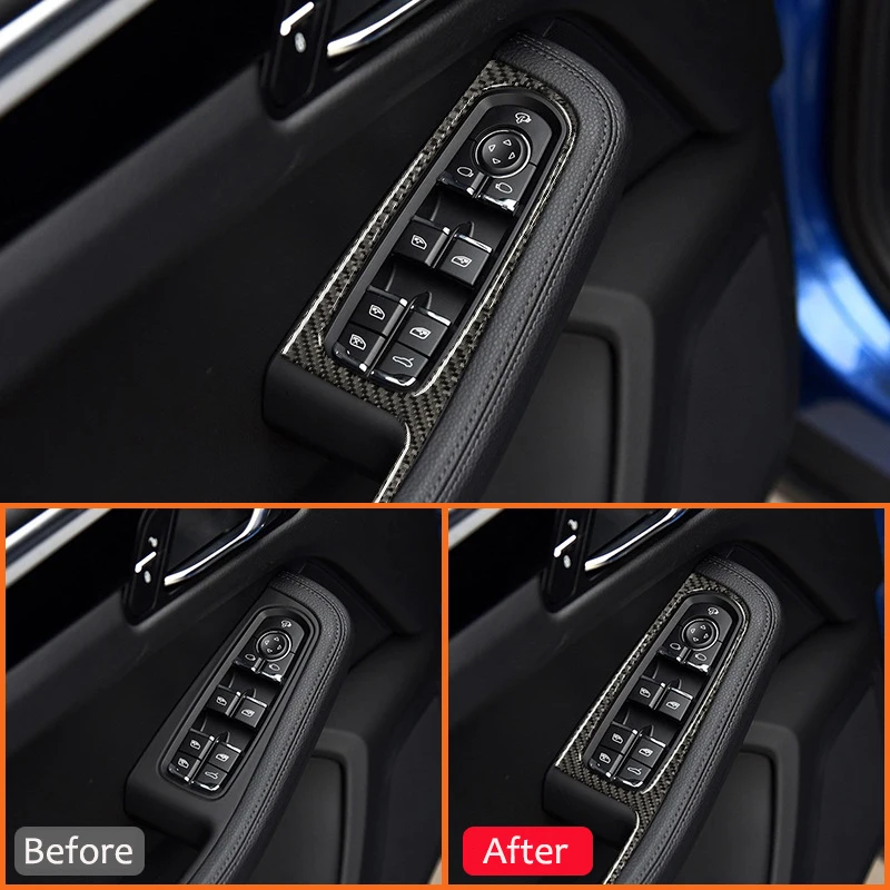 For Porsche Macan 2015-2018 Carbon Fiber Roadster Power Window Lifter Switch Buttons Control Panel Trim Frame Decoration Sticker