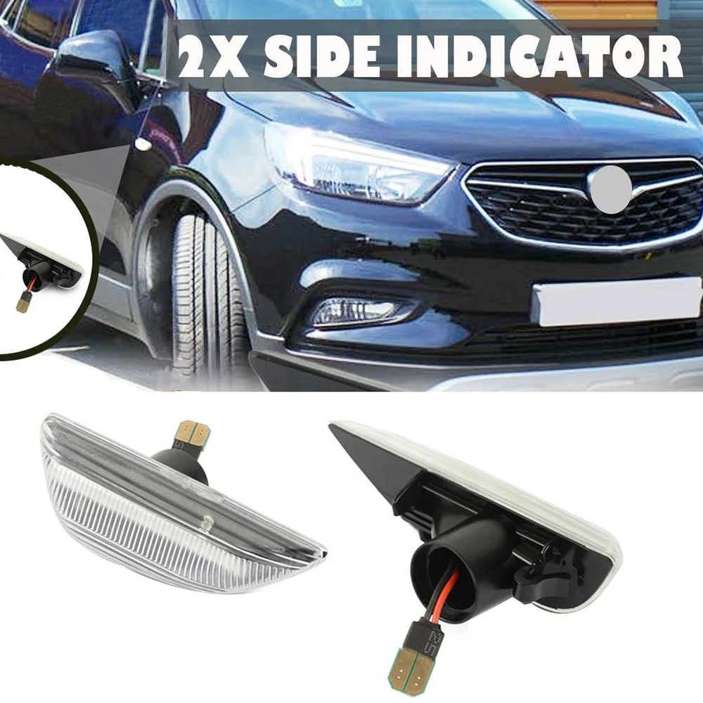 2Pcs Car LED Turn Signal Light Side Marker Blinker for Mokka X for 13-19 Transparent