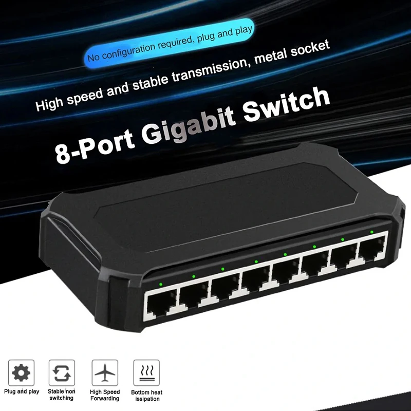 Imagem -02 - Automático Completo 1g Portas Gigabit Switch Ethernet Switch Lan Rj45 Hub Rede Switch Gigabit Adaptador 1000mbps Jogo Internet Switcher