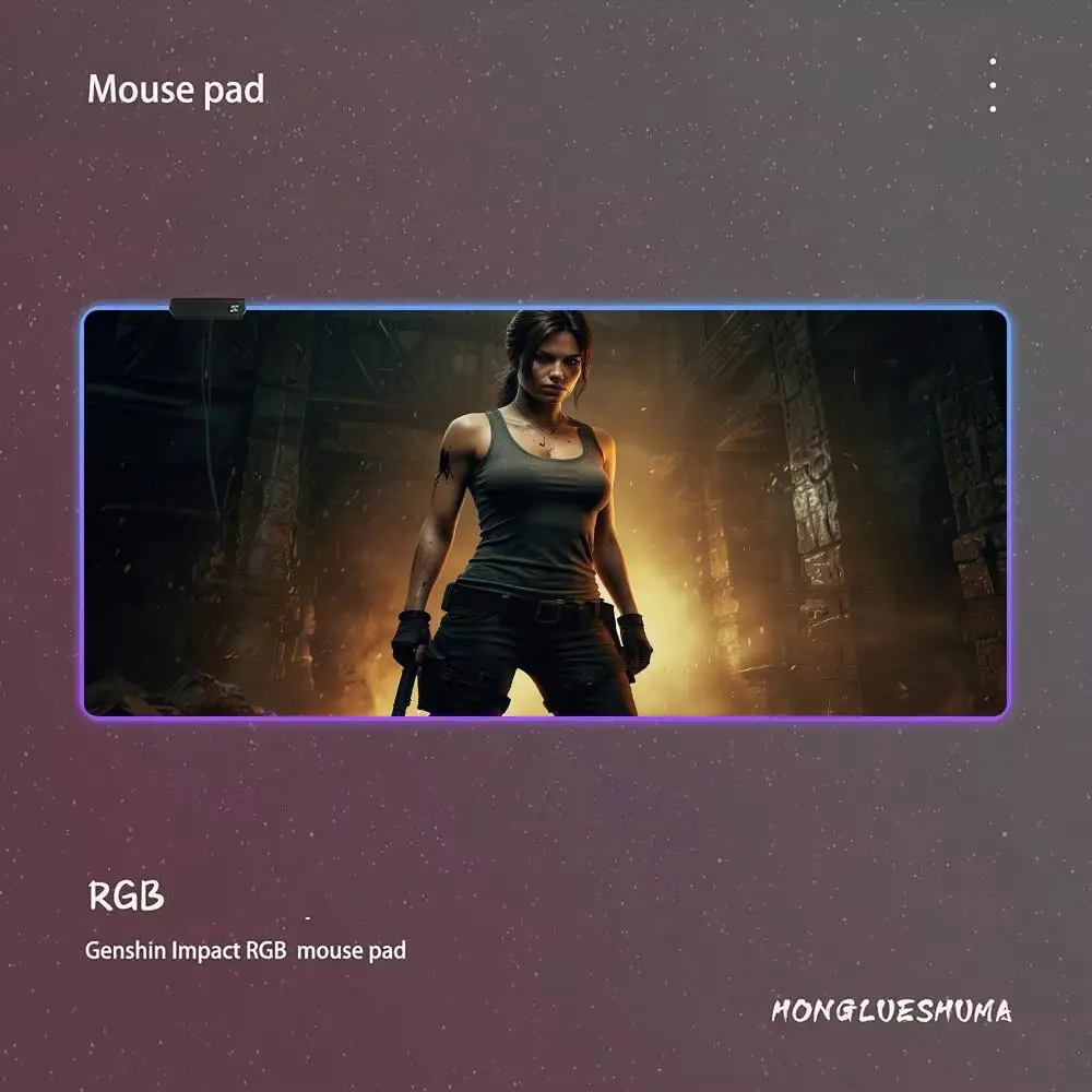 Podkładka pod mysz Game L-lara Croft RGB Gaming Mouse Pad Desk Mat HD Gamer Large LED Light XXL MousePads