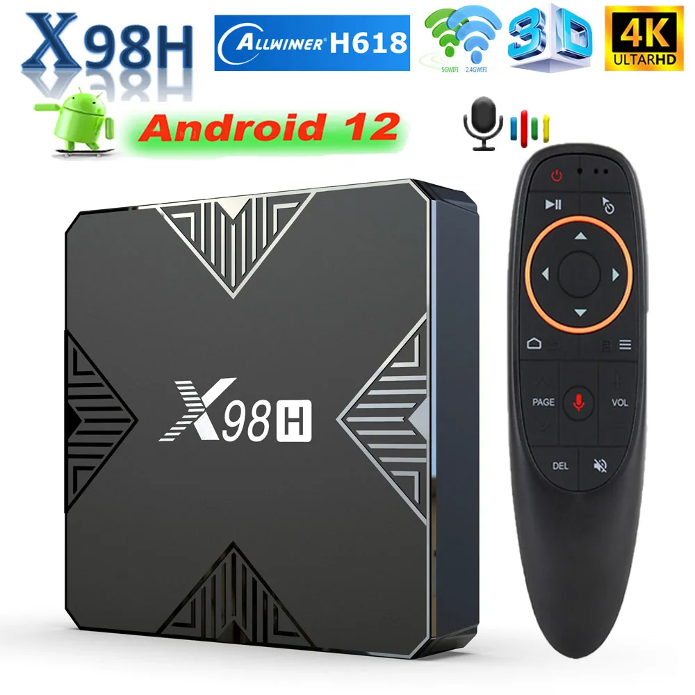 

X98H Smart Android 12 ТВ-приставка Allwinner H618 3D 4K BT5.0 Wi-Fi 2,4G и 5,8G телеприставка 4 ГБ 32 ГБ многоязычный медиаплеер НОВЫЙ