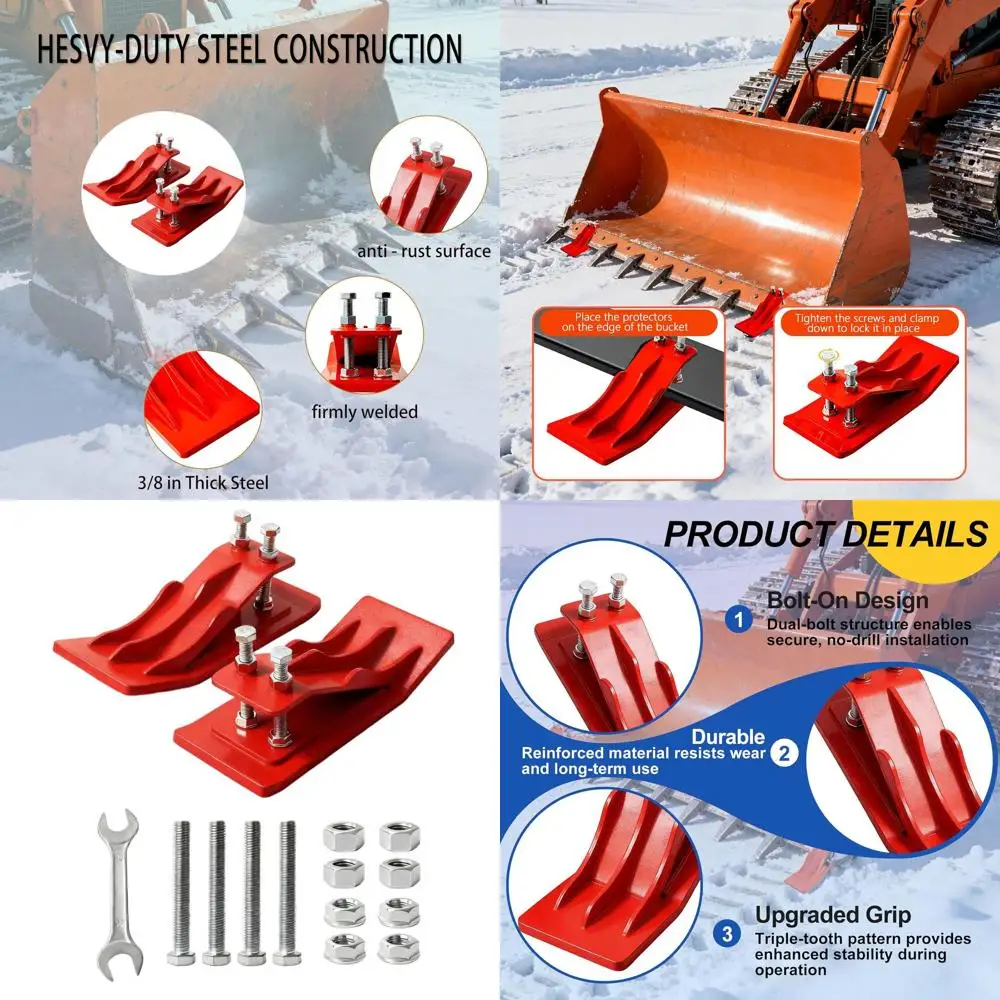 

Dual Bolt Lock Tractor Bucket Attachments in High-Visibility Red with 10mm Steel and Anti-Skid Protection