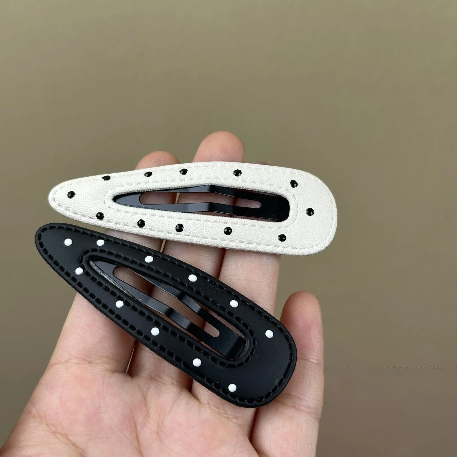 

Корейская кожаная заколка для волос в горошек, челка с боковым пробором, заколка для волос, заколка для волос, парикмахерские аксессуары