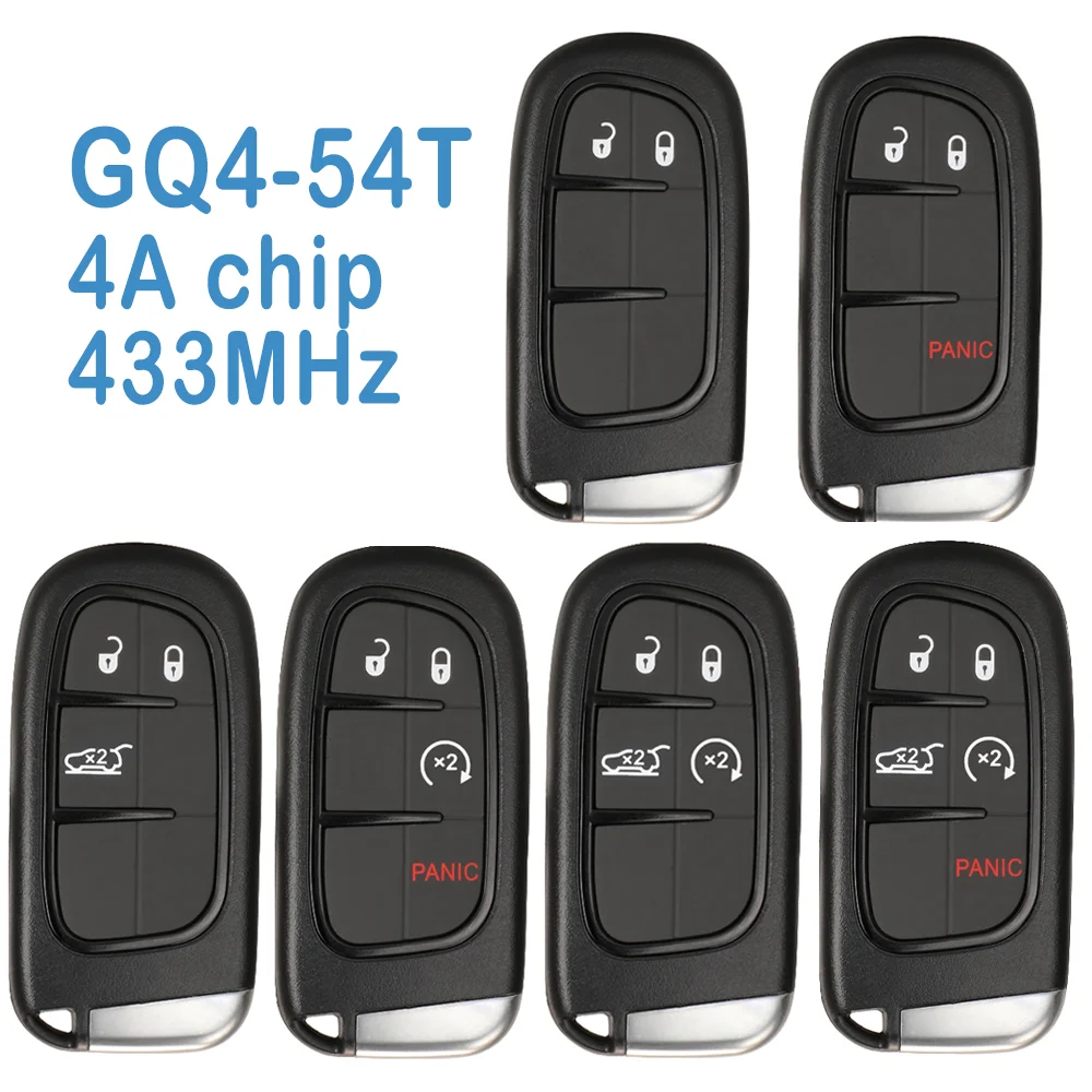 

2 Pcs/lot GQ4-54T Auto Smart Remote 433MHz 2/3/4/5 Buttons AES 4A Chip Replace Keyless Go Car Key For Jeep Cherokee 2014-2020