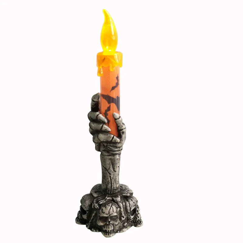 Halloween Horror Skull Ghost Holding  LED Lights Candle Lamp Happy Holloween Party Decoration for Home Haunted House Ornaments - view 6