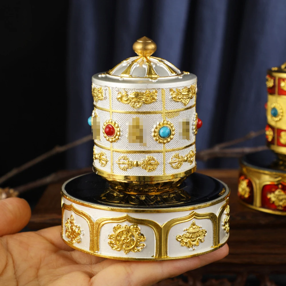 New Arrival Tibetan Solar Electric Prayer Wheel, Solar Cell Dual Drive, Rechargeable Car Scripture Drum, Home Prayer Ornaments