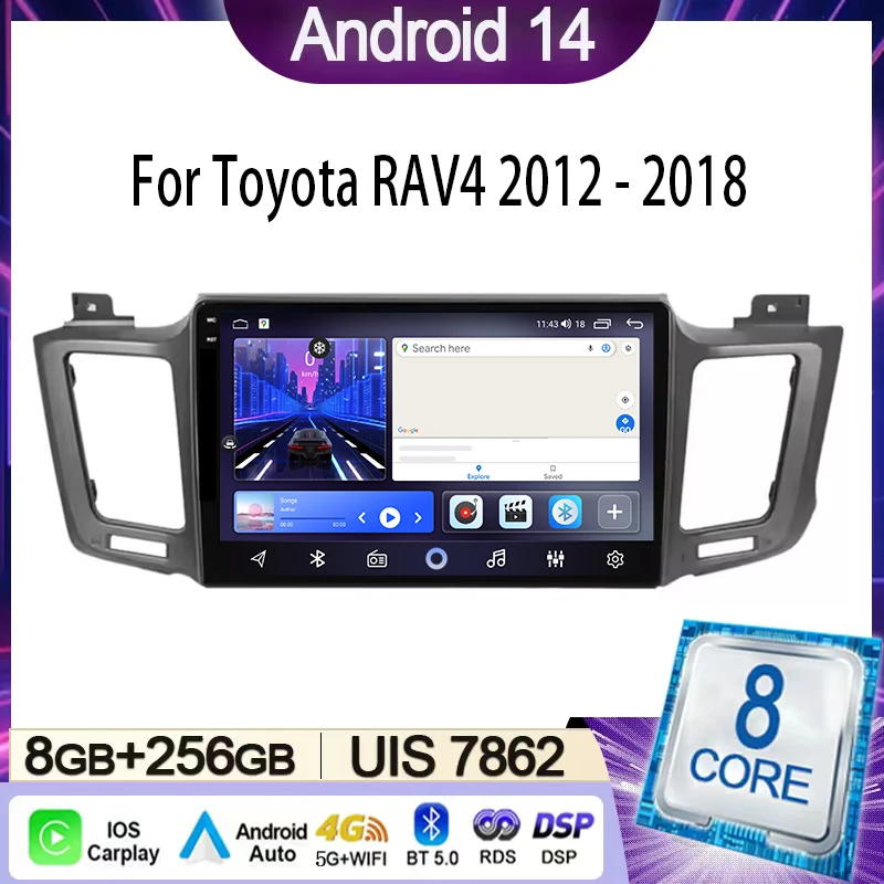 

Car Radio For Toyota RAV4 4 XA40 5 XA50 2012 - 2018 Multimedia Video Player Navigation Stereo GPS Android 14 wireless Carplay