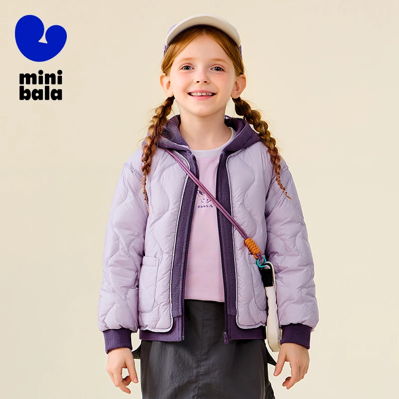 سترة ميني بالا للأطفال بغطاء للرأس 2025 معطف خفيف الوزن بتصميم شتوي جديد مكون من طبقتين