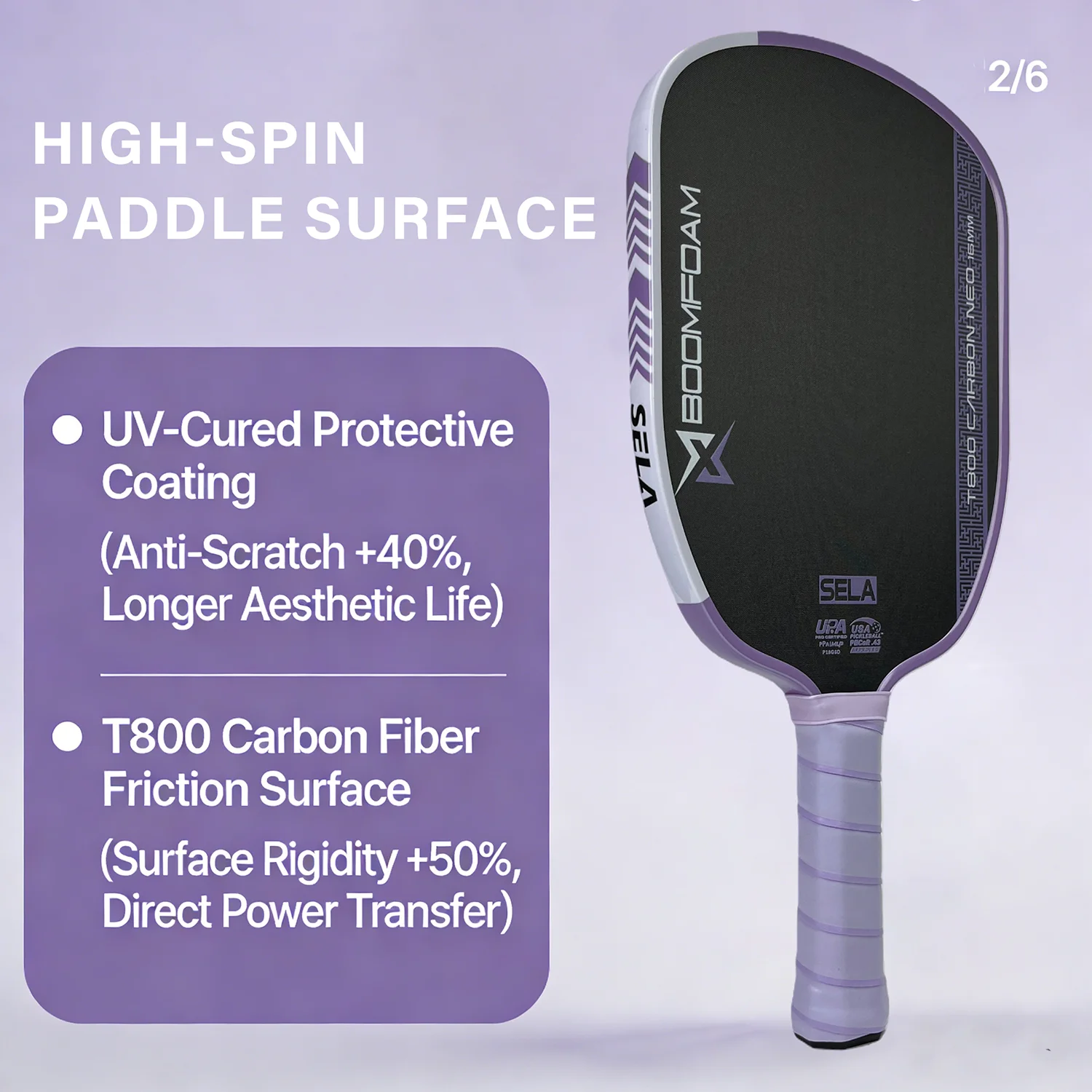 Carbon Fiber  Rough Friction Surface EVA Edge GEN5 PickleballI Paddles with Most Powerful BoomFoam Core