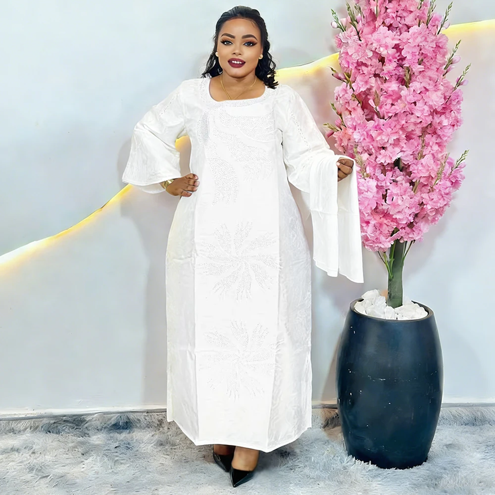 H&D African Dresses For Women Bazin Riche Tradition Embroidery Dress Lady Ankara Robe Clothes Party Gowns Skirt