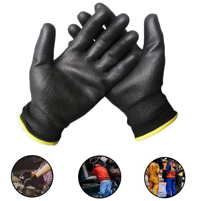 10 Pairs Durable PU Coating Wear-Resistant Safety Gloves For Builders Fishing Garden Work Non-slip ESD Protection Safety Gloves