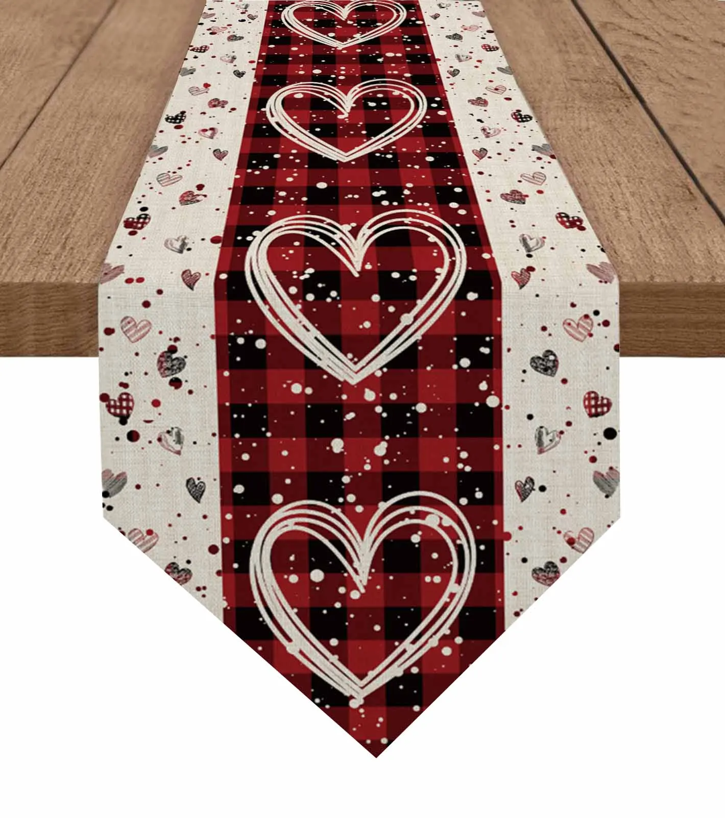 

Valentine'S Day Love Plaid Simple Dining Table Runner 2024 Table Flag Cover Kitchen Decoration Gifts Home Tablecloth Placemats