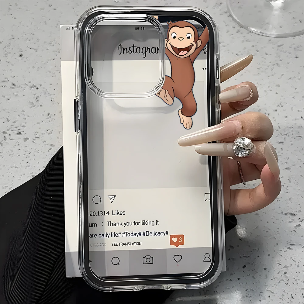 Funny Cartoon Monkey Pattern 2in1 Clear Case For Samsung Galaxy S26 Ultra S25 S23 FE S24 S22 Plus A37 A57 A55 A54 A36 A35 Cover