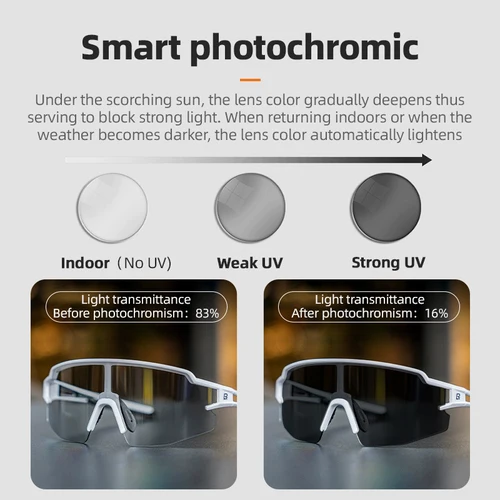 Imagen 2 del producto ROCKBROS-gafas fotocromáticas antiniebla para bicicleta, protección solar UV400, gafas de sol para deportes, correr, MTB, Ciclismo de Carretera