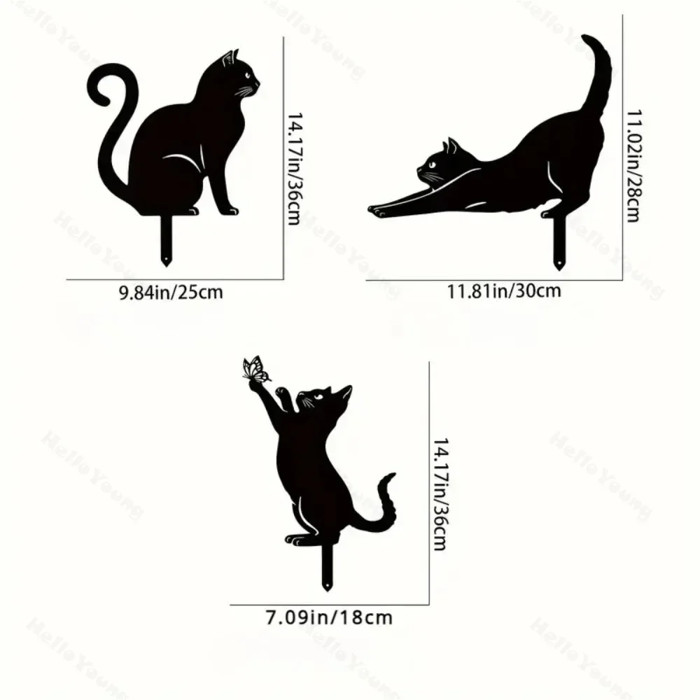 Tiki - Inspired Cat Family Garden Stakes Decorative - Charming Cat Garden Decorative Silhouette Outdoor Statues for Yard