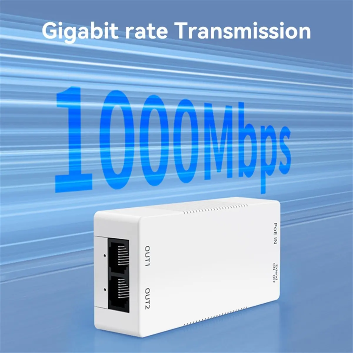Dynamic 2 Port Gigabit POE Repeater 100/1000M 1 to 2 PoE Extender with IEEE802.3af/at PlugandPlay 48V for Surveillance Camera AP