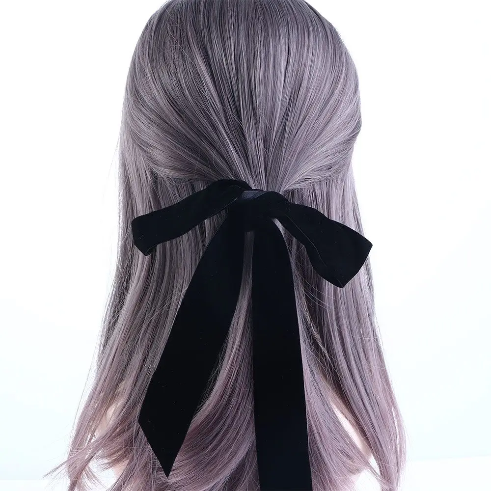 French Style Gift Ribbon Bow Handmade Headwear Velvet Elastic Hair Rope Long Hairband Ponytail Holder
