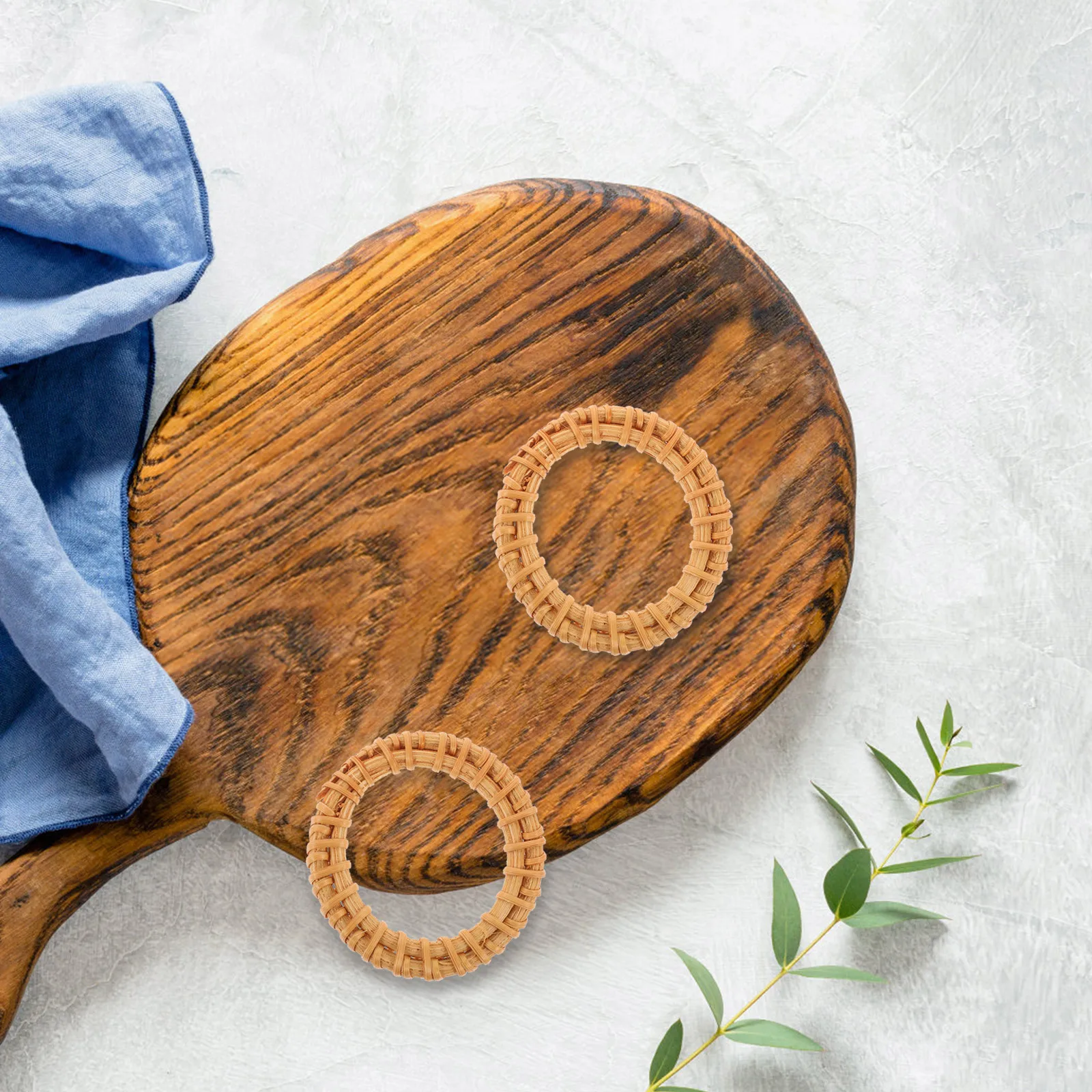 

6Pcs Woven Napkin Rings Wooden Rustic Style Table Napkin Buckle for Party Wedding Holiday Tabletop Decor Accessory