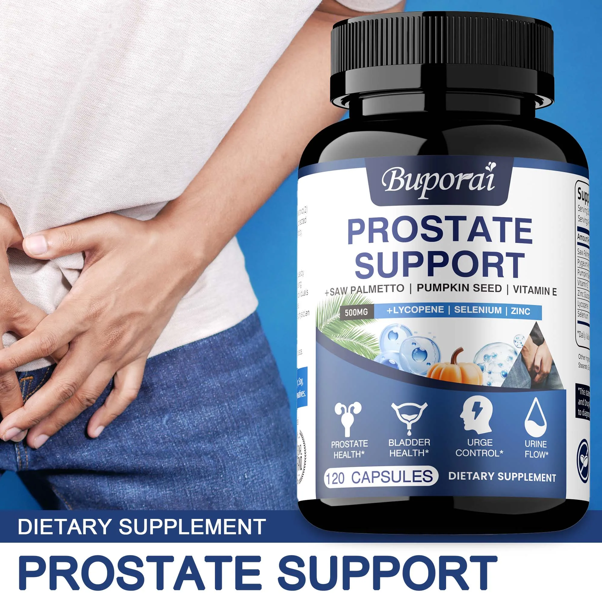 

Prostate Support - Antioxidant, Promotes Prostate and Urinary System Health, Reduces Urination Frequency, Prevents Hair Loss