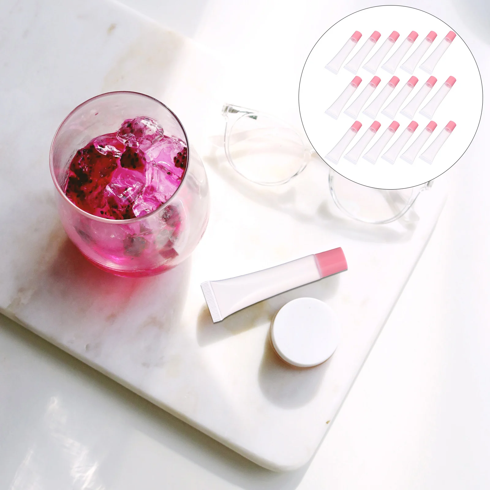 

50 Pcs Lip Gloss Tubes Empty Balm Containers Refillable Packing Sample Square Squeeze H made Lightweight Sealed
