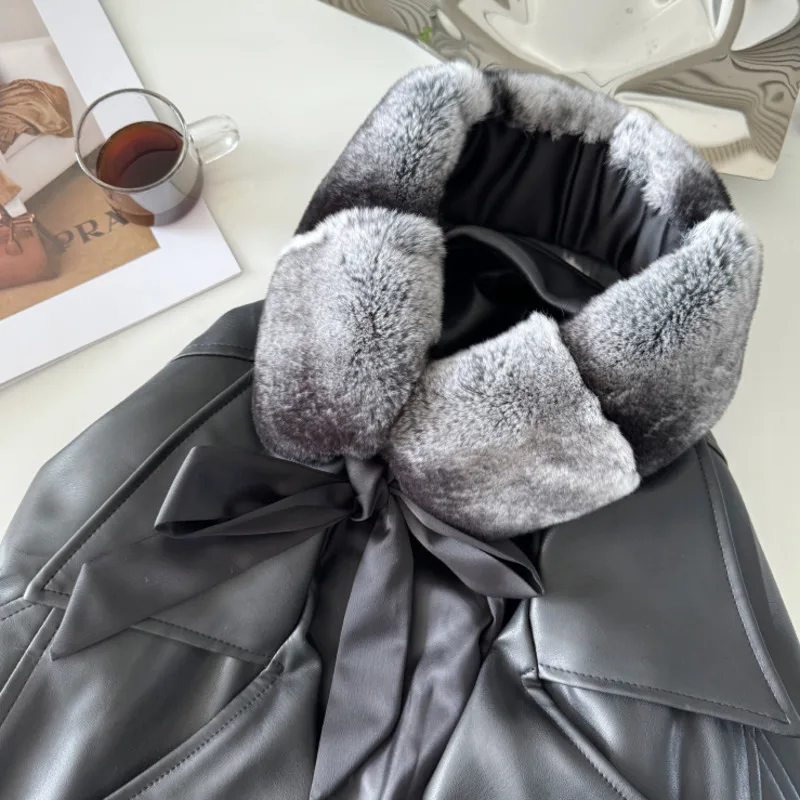 Real Rex Rabbit Fur Scarf Winter Luxury Thickened Warm Neck Warmer Female Fashion Warm Fur Scarf Natural Fur Scarves For Women