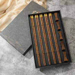 High Quality 5 Pair Chinese Chopsticks Natural Wood Sushi Beautiful Tableware Cutlery Kitchen Chopsticks Gift Box Tableware Set