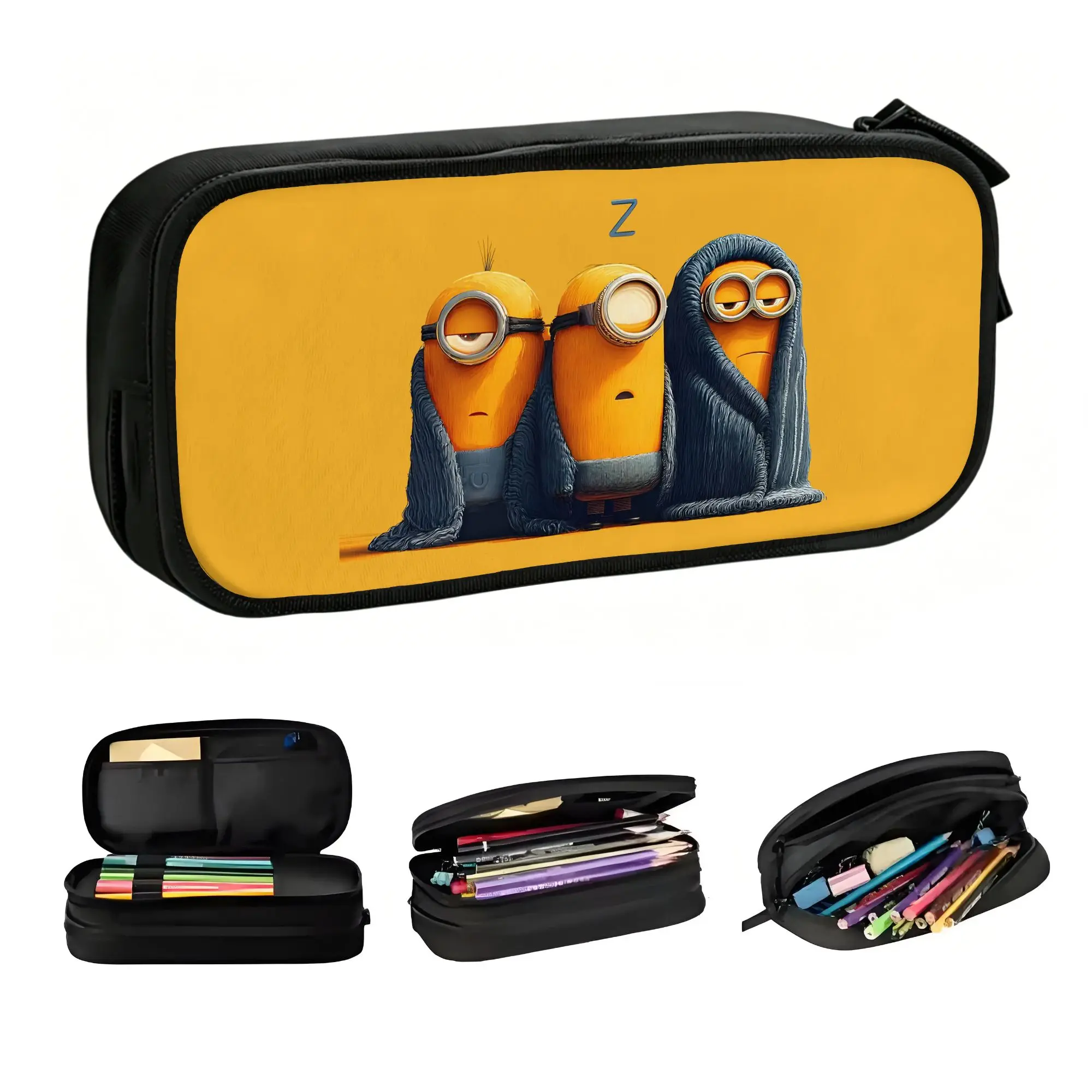 

M-Minions Korean Pencil Cases Men Women Large Storage sleep Anime Pencil Bag Pouch Students Stationery