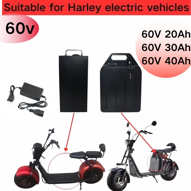 

60V 20Ah-50AH2000W Electric Vehicle Lithium Battery for Harley Two Wheel Foldable Citycoco Electric Scooter Free Charger
