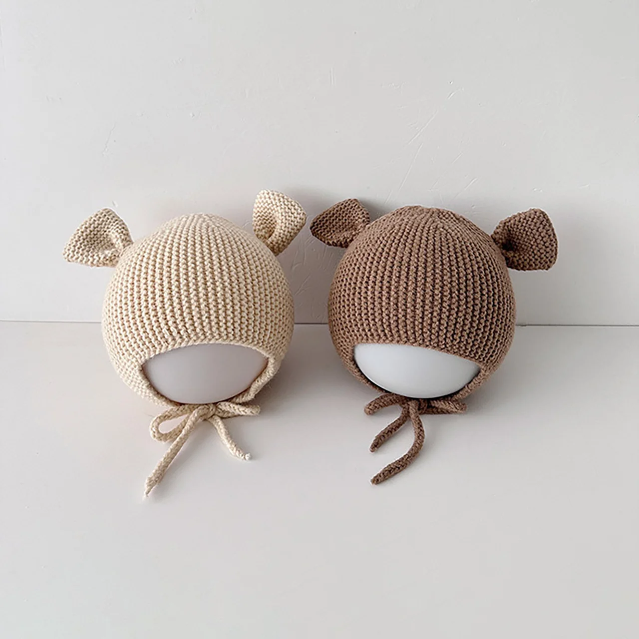 

Cute Baby Knit Hat Cartoon Infant Ear Protection Cap Winter Warm Woolen Earflap Hat Kids Solid Color Beanies Bonnet