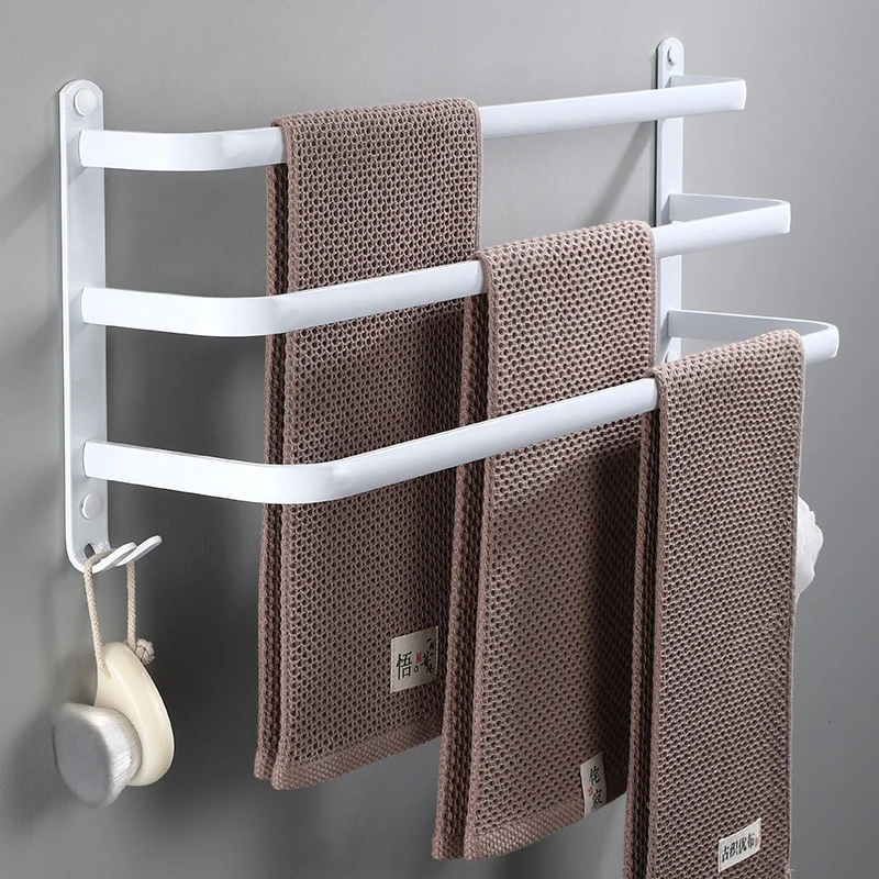 ULA White Bathroom Shelf 30/40/50 cm Kitchen Wall Shelf Shower Holder Towel Rack Towel Bar Robe Hooks Bathroom Accessories