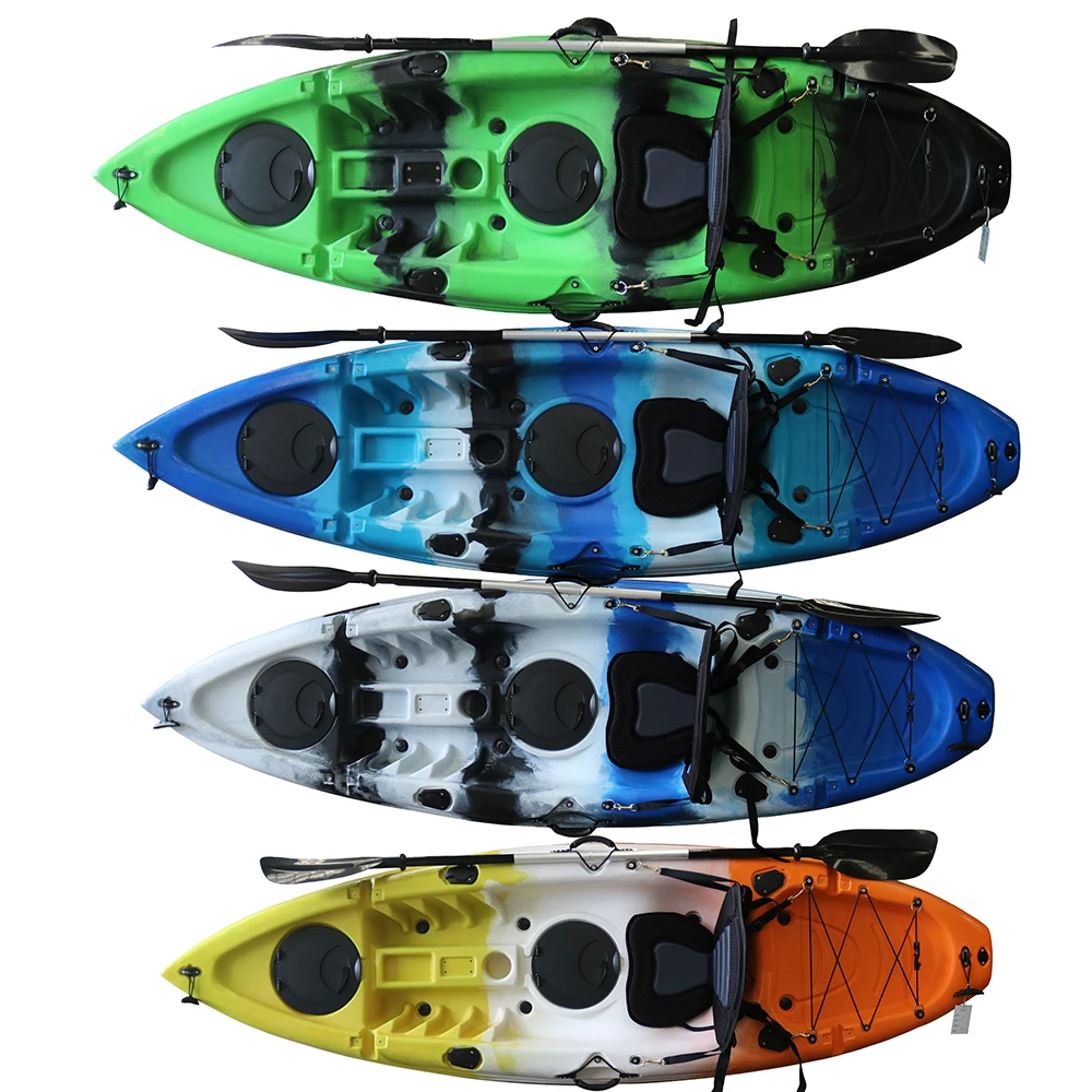 9FT Single Person Sit-On-Top HDPE Durable Lightweight Eco-Friendly Paddle Canoe Kayak for Water Sports & River Fishing