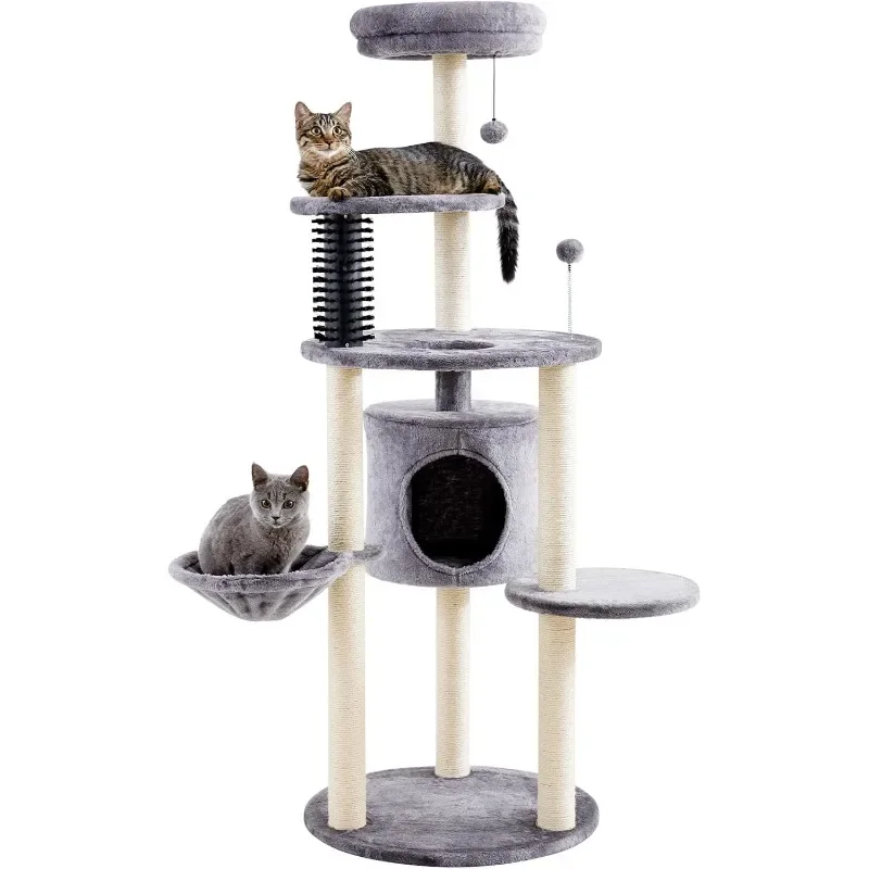 

Cat Tree for Indoor Cats,60.2 inch Large Cat Tower with Soft Hammock,5-Level Tall Cat Condo,Sisal Scratch Posts