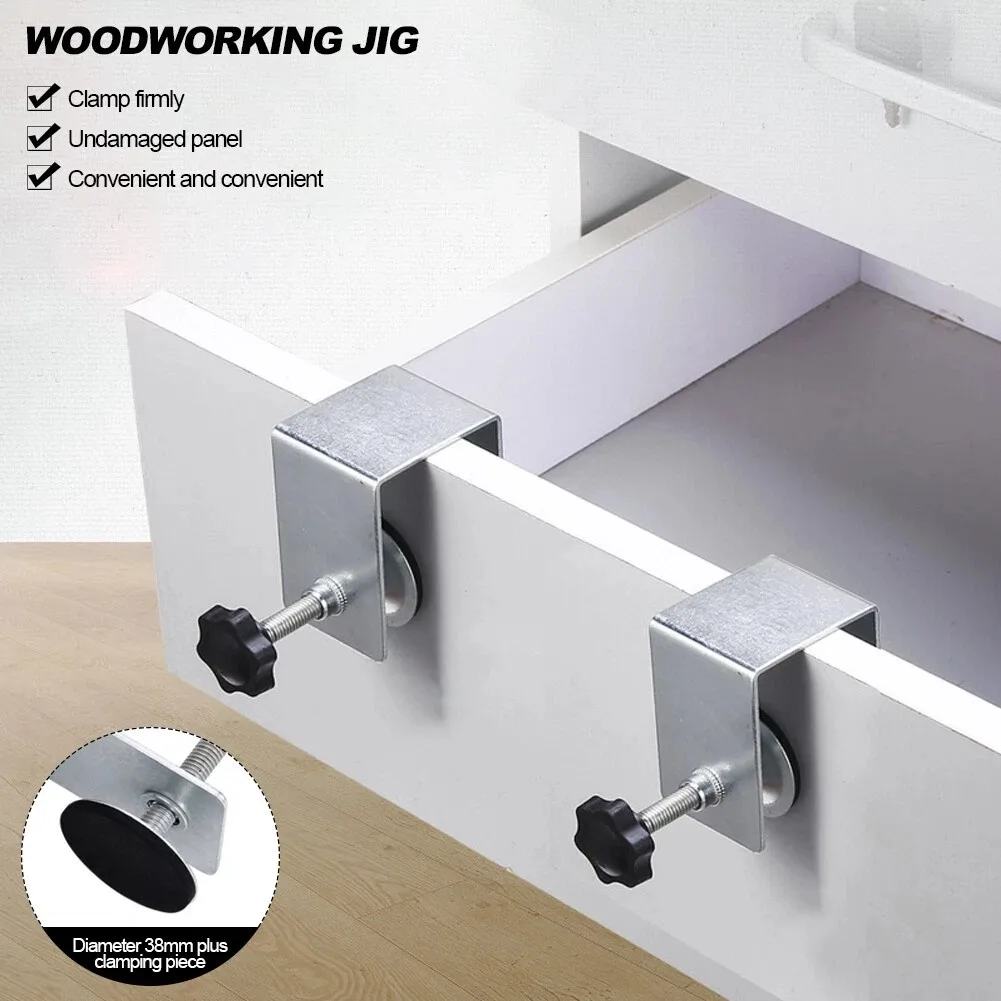 

2Pcs Woodworking Jig Drawer Front Installation Clamps U Shape Clips Cabinet Tool