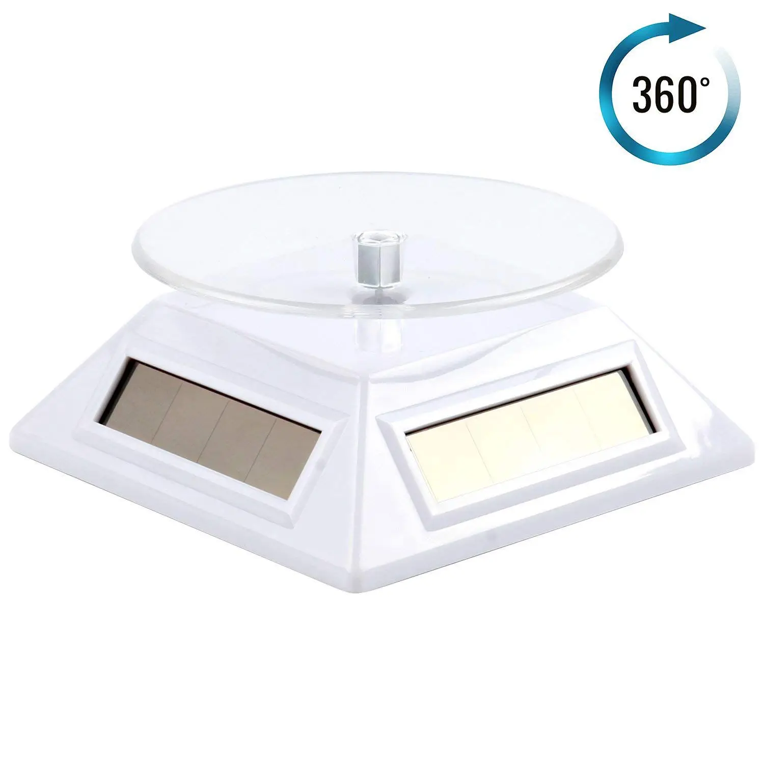 White Solar/Battery Powered Rotating Stand Product Display Art Jewellery Exhibition Photography