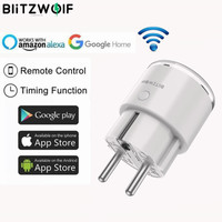 BlitzWolf EU Plug 15A 3450W WiFi Smart Socket Outlet Switch Energy Monitoring No Hub Required App Remote Works With Alexa