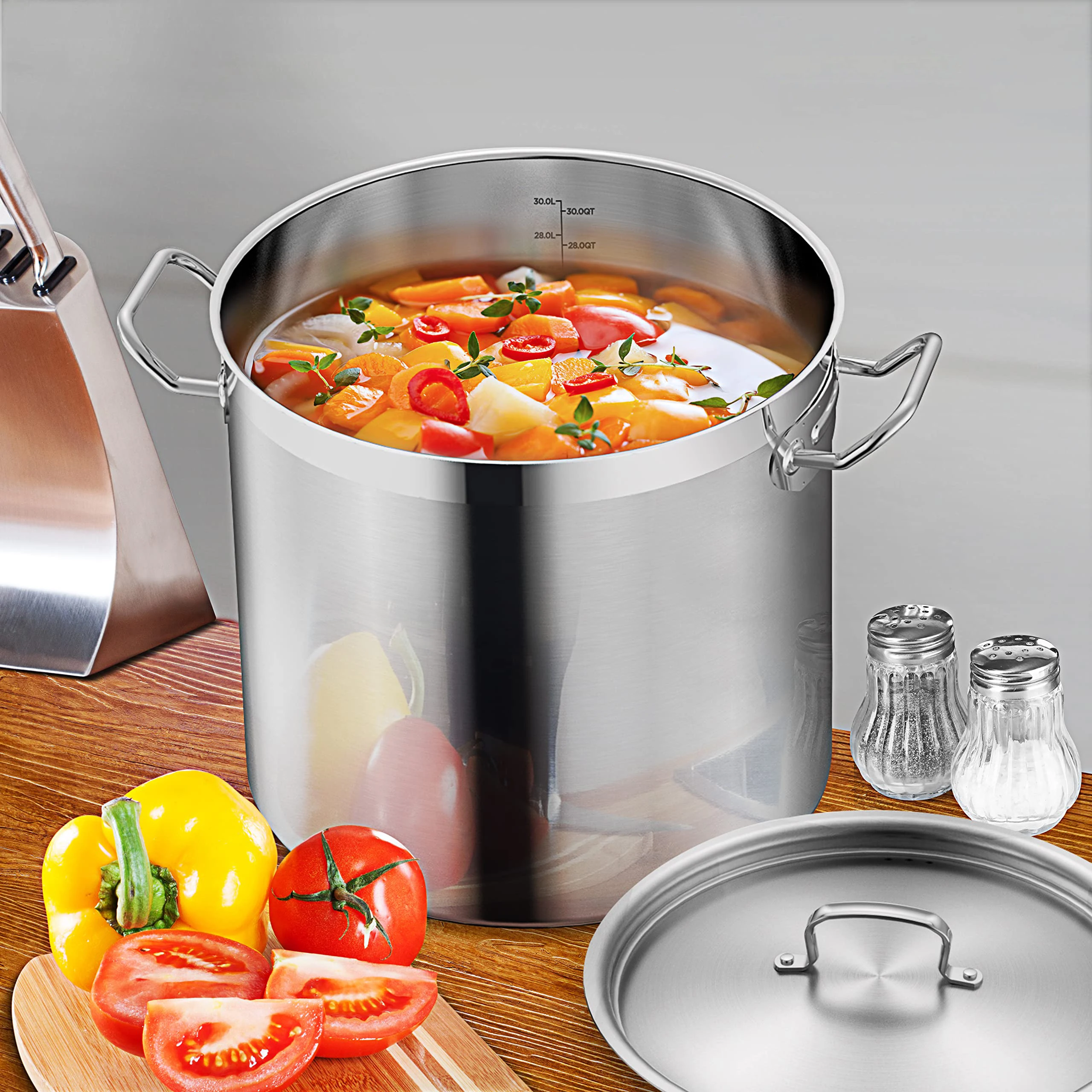 Commercial High Quality 20 Quart Stockpot Big Stainless Steel Stove Industrial Pasta Cooking Pots Stock Pots view 4