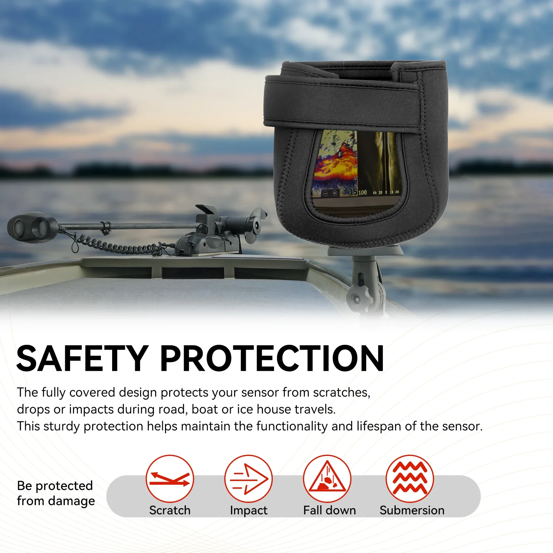 Travel Transducer Cover Soft Neoprene Protective Cover for Humminbird Mega Live Fishing Boating Accessories