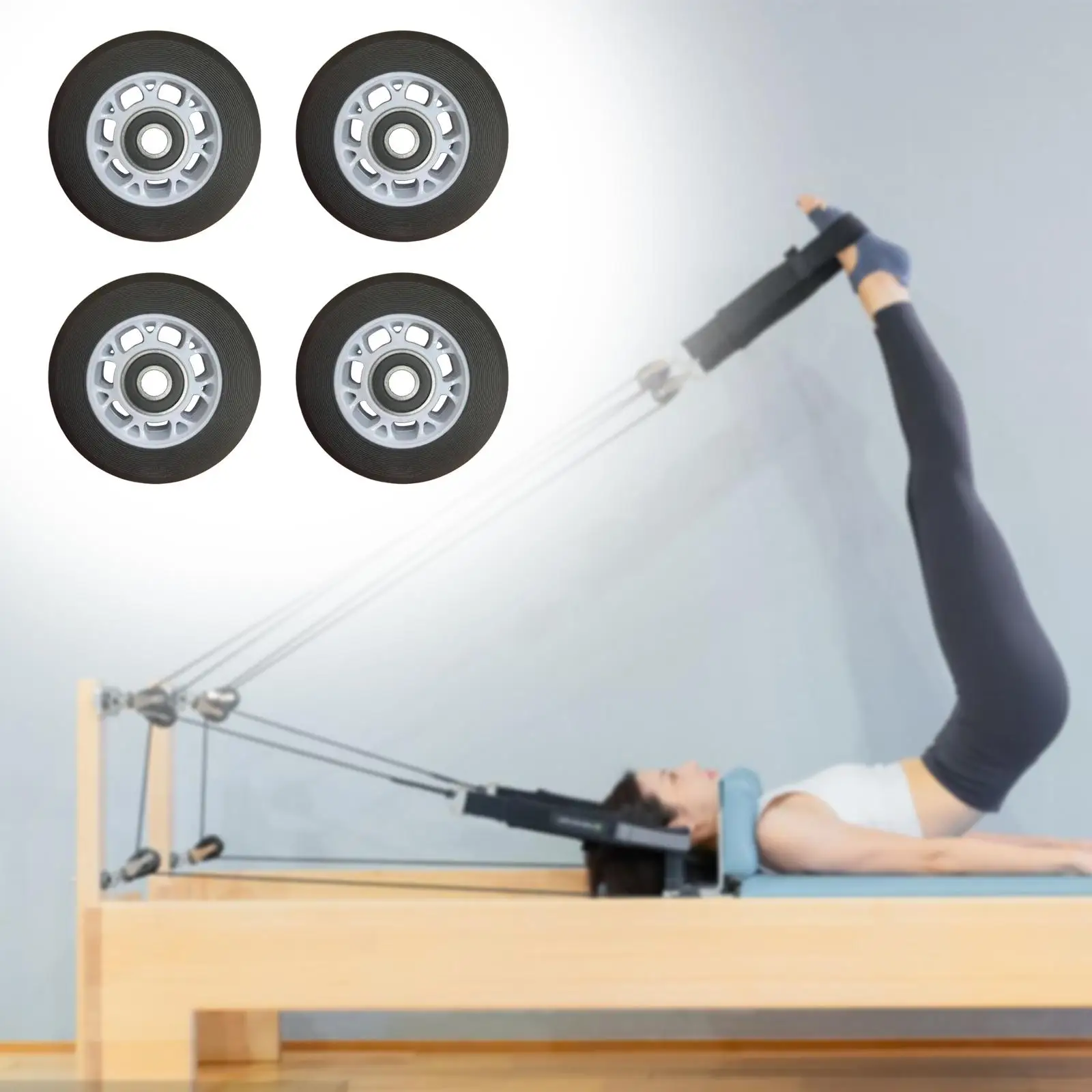 4 Pieces Pilates Reformer Wheels Pilates Reformer Parts Wear Resistant Replacement Pilates Bed Wheels for Fitness Home Studio