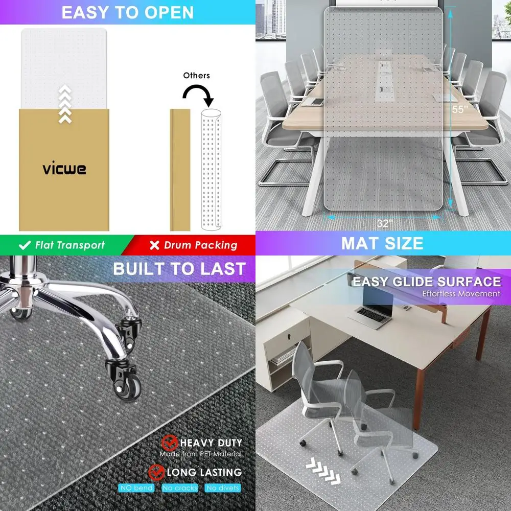 

2-Pack Clear Office Chair Mats, 32x55 Inches, Ideal for Carpeted Floors, Anti-Slip Protection for Computer Desk Chairs