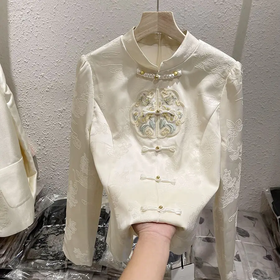 

2025 Early Autumn New Chinese Style Jacket Women Modern Tang Suit Frog Button Coat​