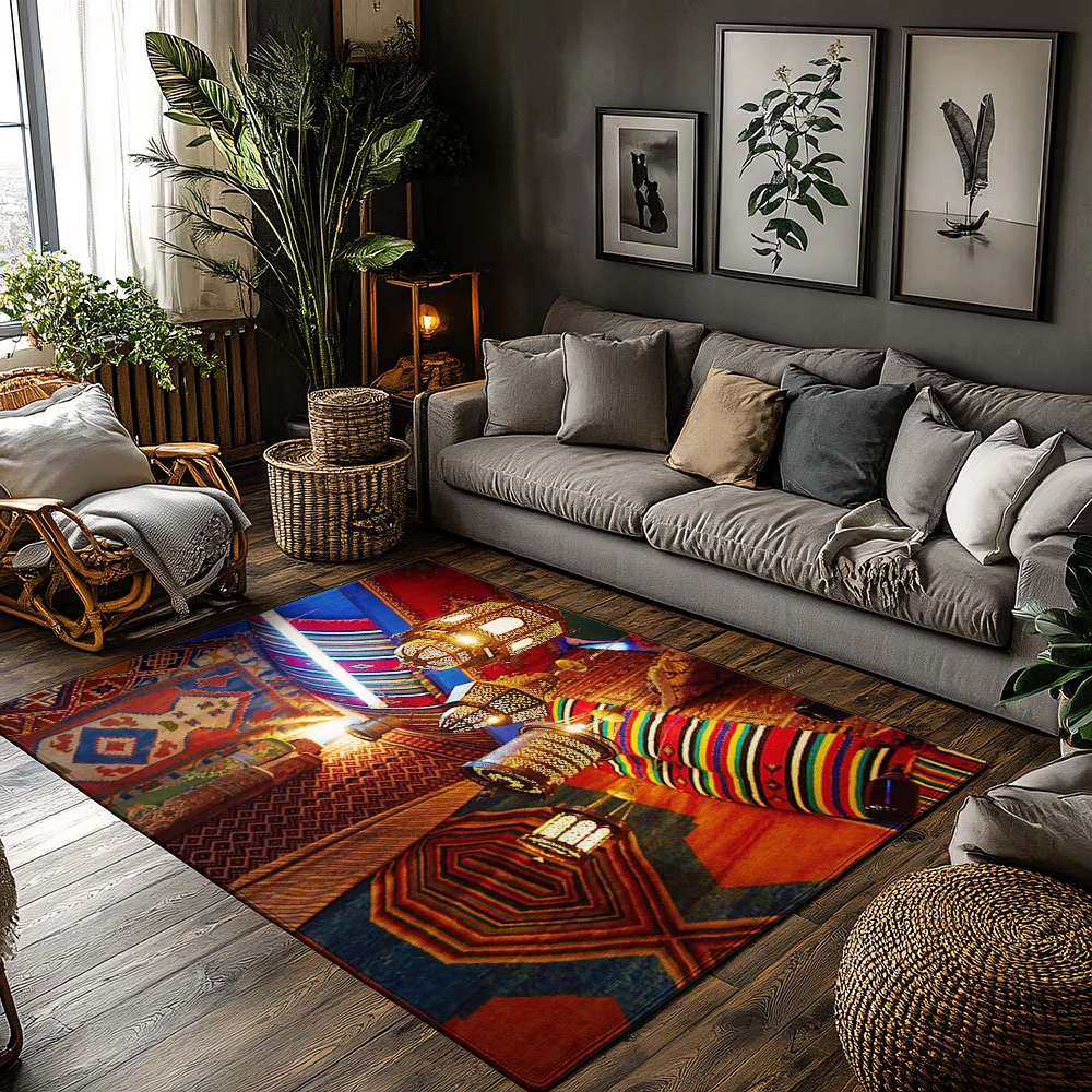 

Vintage Persian Rug Bohemian Floor Decor Tribal Area Rug Moroccan Style Non Slip Entryway Mat Home Accent Washable Durable Moder