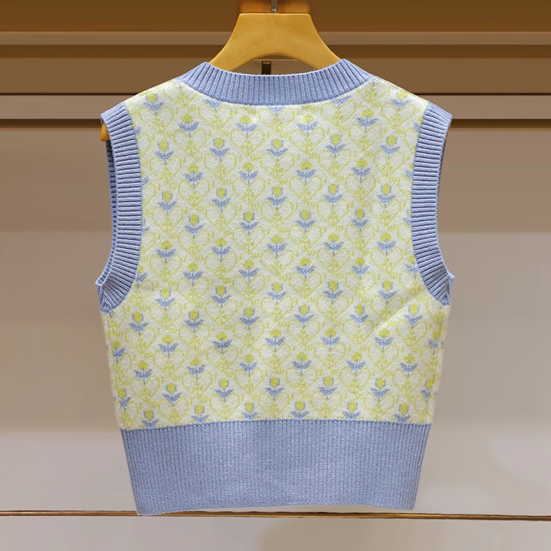 Sweet School Sle V-Ne  Knot Embroidered Svel Knitted Vest Women's Faion Handpied Store ential