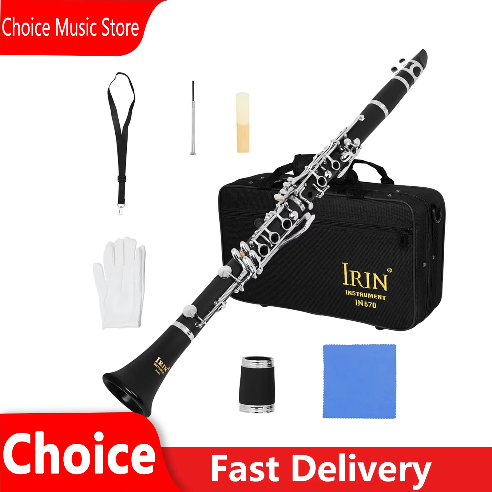 

IRIN Clarinet Bb Clarinet 6 Rings 17 Keys Bakelite Blackwinds Professional Clarinet Woodwind Instruments With Accessories
