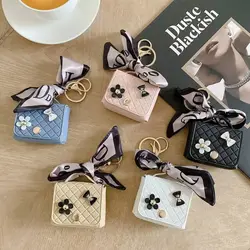 Fashion Leather Earphone Storage Bag Mini Creative Keychain Solid Color Pendant Earphone Case Bluetooth Headset Cover