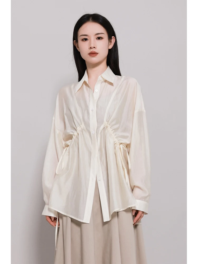 

Floral Home Studio Новинка лета 2024: Женская приталенная рубашка с защитой от солнца, светло-бежевая, модный дизайн, повседневная, с длинным рукавом