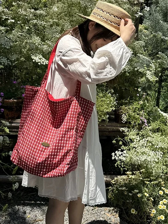 bolsa-de-lona-dupla-face-estilo-coreano-ande-capacidade-para-estudantes-festa-xadrez-bolsa-de-ombro-Unica-branca-tiya-2025