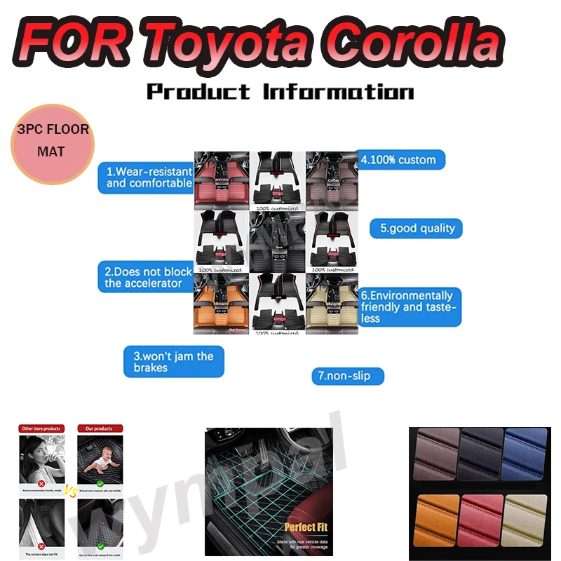 

LUXURY Car Floor Mats For Toyota Corolla 9th Gen. 2000 2001 2002 2003 2004 2005 2006 Auto Foot Pads Interior Accessories