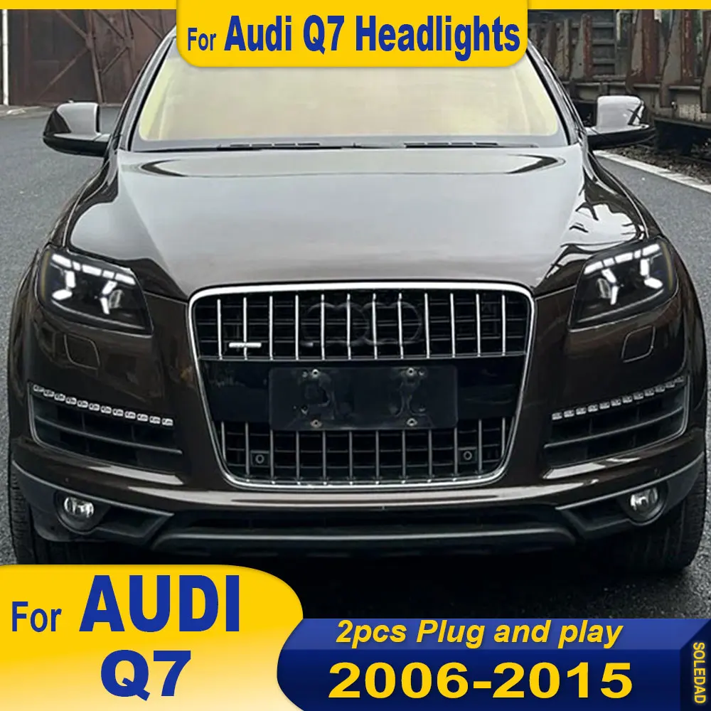 Car For AUDI Q7 2005 2006 2007 2008 2009-2015 Headlight Modification Q8 FULL LED Head Lamp DRL Signal Projector Lens Automotive