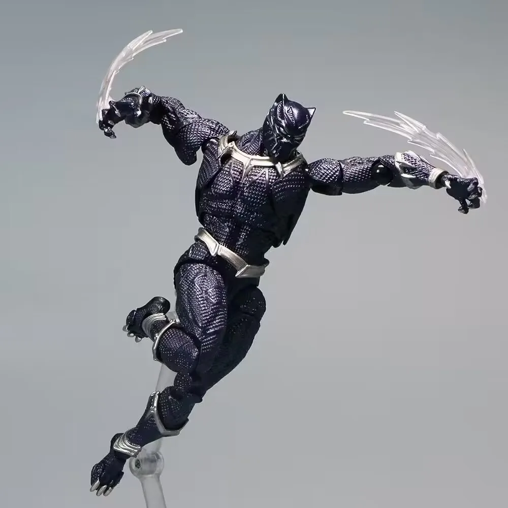 Revoltech Yamaguchi Black Panther Figure King of Wakanda Action Figures Model Toys Joint Movable Doll Room Decor Christmas Gift