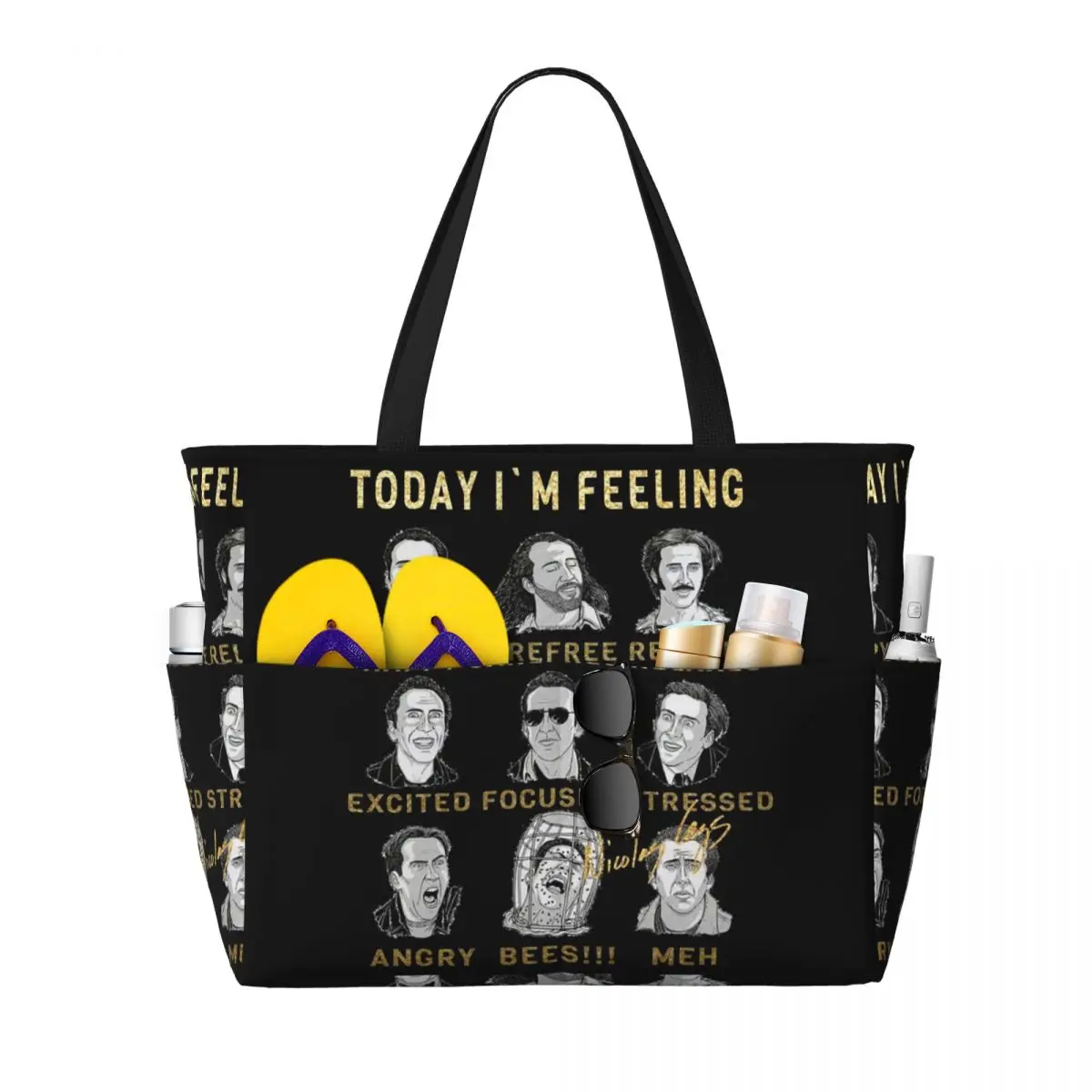 Merry Christmas St Nicolas Cage Beach Tote Bag Sport Gym Yoga Duffle Large Tote Bag Women Travel Bag Fitness bag